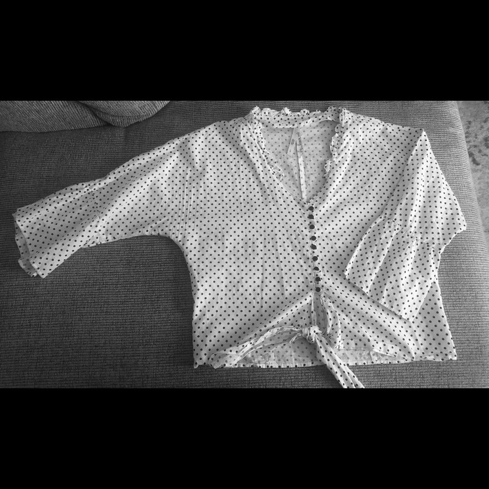 Button polka dot blouse